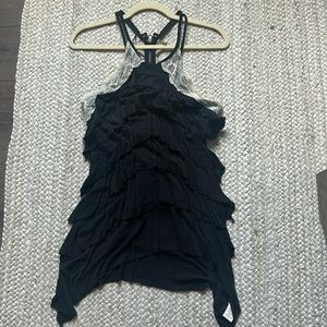 Free People Black Ruffle Halter Top